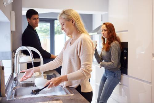 Students in a communal area 