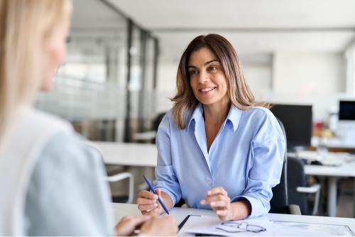 Person talking to an advisor 