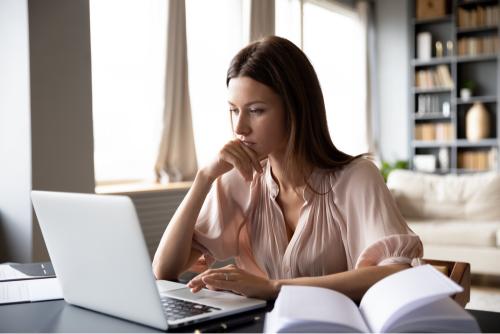 Girl using AI tools for assignment writing 