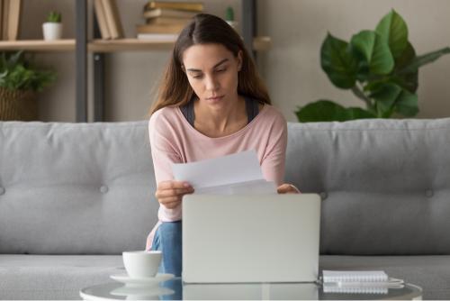 Girl looking at exam results